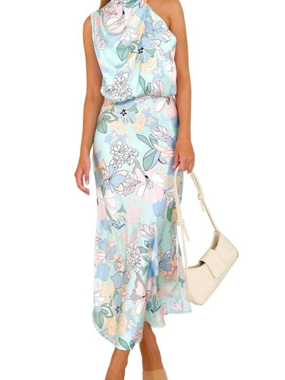 Pastel Floral Maxi dress in Light Blue